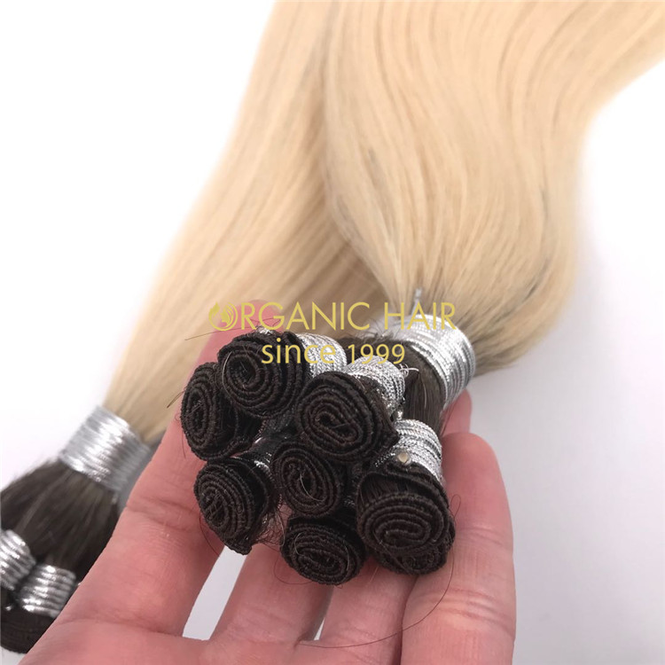 Rooted color full cuticle hand tied wefts hair extensions X271